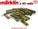 Un lot de 63 rails ferroviaires en métal 3 voies de Marklin au H0 HO