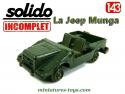 Le VLTT Jeep auto Union DKW Munga miniature de Solido au 1/43e incomplet